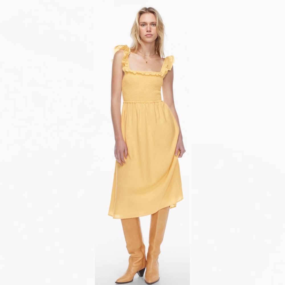 Aritzia Yellow Midi Dress